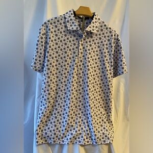 G/FORE Blue and White Polo Shirt with Eye-Catching Pattern